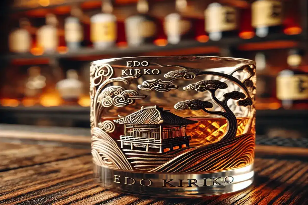 Edo Kiriko Hand Carved Old-Fashioned Bourbon Whiskey Glass