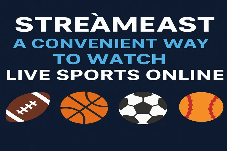 Streàmeast logo with sports icons representing live streaming of football, basketball, soccer, and more.