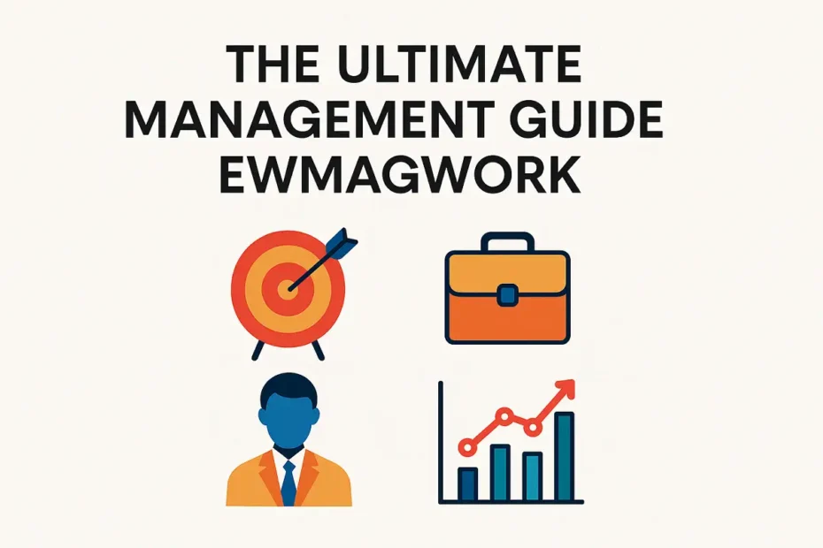 Management guide ewmagwork with business icons.